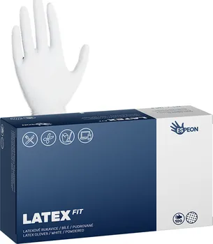Čisticí rukavice Espeon Latex Fit pudrované latexové rukavice L 100 ks bílé