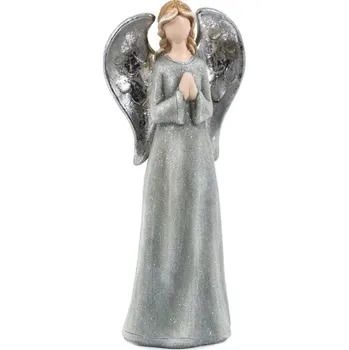 Autronic Anděl třpytivý šedý 26cm