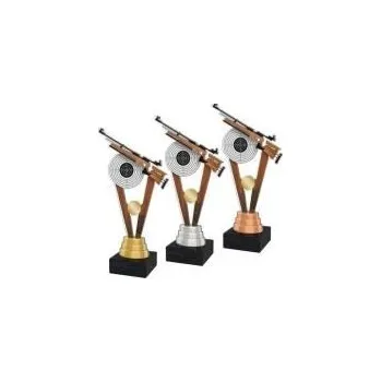 Trofej s motivem pušky - Výška: 24cm Barva: Bronzová Text: Žádný