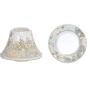 Stínidlo Yankee Candle Gold And Pearl Crackle 1 070 G na střední a velké svíčky bílé