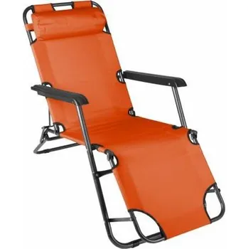 Skládací zahradní lehátko / křeslo 2v1, nastavitelné, s polštářkem, oranžové