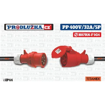 Prodlužovací kabel Prodlužka.cz Prodlužovací přívod Titanex 400V/32A/5p/5G4/IP44 M: Délka 10 m