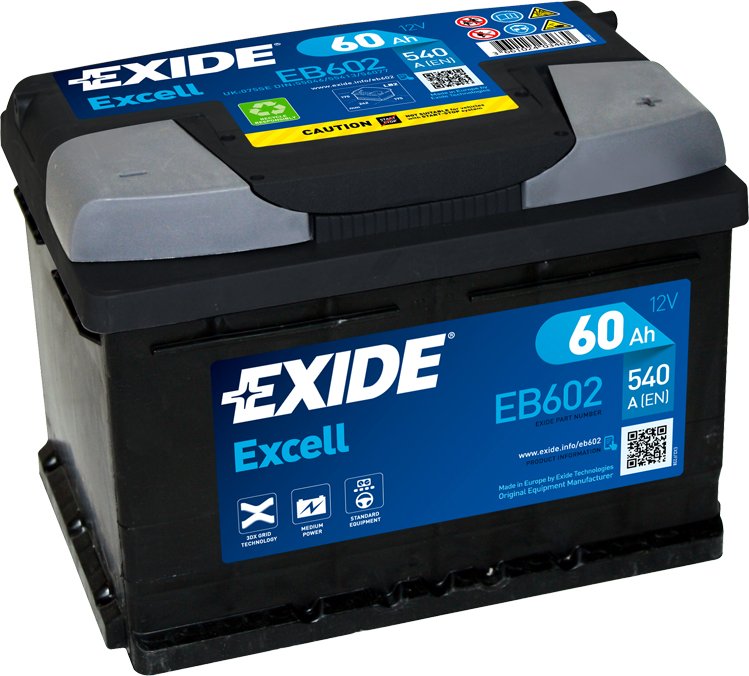 Exide Excell 12V 60Ah 540A EB602