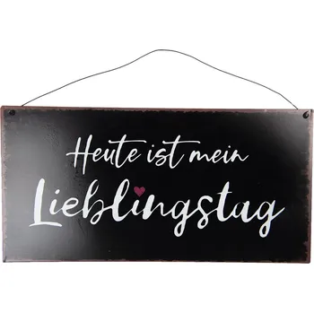 Plechová cedule Větší závěsná kovová černá cedule s nápisem - 40*20 cm