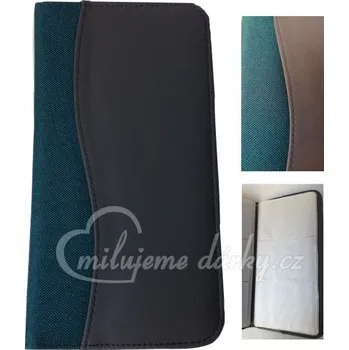 Vizitkář, třířadý obal na 72 vizitek nebo karet, barva petrolejová-šedá