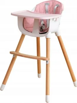 Jídelní židlička Eco Toys Dřevěná jídelní židlička 2v1 růžová