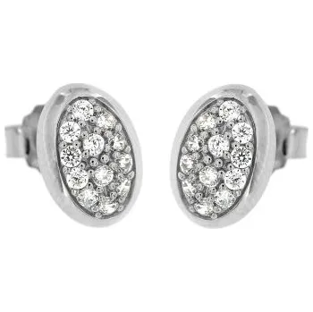 Náušnice Zlatnictví U Kostela Stříbrné náušnice oválky s bílými zirkony 304 473513197