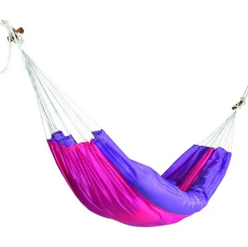 Houpací síť Jobek Turistická houpací síť TRAVEL HAMMOCK - růžovo-fialová + uchycovací set - výprodej
