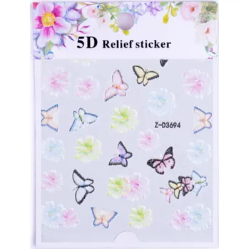 Umělé nehty 5D samolepky na nehty s reliéfním vzorem 06 (Premium nálepky na nehty )