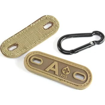 Nášivka EmersonGear PVC 3D visačka s krevní skupinou A+ - Coyote Brown (CB)