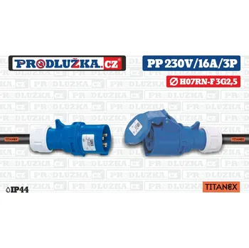Prodlužovací kabel Prodlužka.cz Prodlužovací přívod Titanex 230V/16A/3p/3G2,5/IP44 M: Délka 50 m