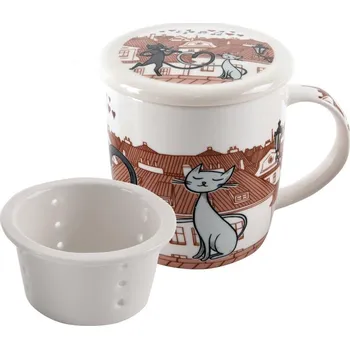 Orion Porcelánový hrnek 390 ml + sítko Kočky ve městě