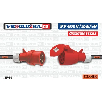 Prodlužovací kabel Prodlužka.cz Prodlužovací přívod Titanex 400V/16A/5p/5G2,5/IP44 M: Délka 50 m