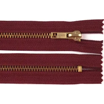 Zip Zdrhovadlo zip staromosazný 55cm dělitelný 6mm bordó