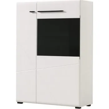 Zrcadlo Vitrína široká s osvětlením Heber - bílá/černá