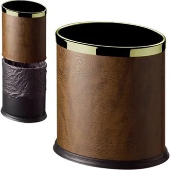 Odpadkový koš VECTOR Odpadkový koš oválný, kovový, dvouplášťový, hnědý se zlatým kroužkem, 10l WJ_GPX45B_21TG