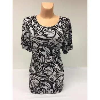 Dámské šaty Halenka SAŠHA, Barva Bílá s černým tiskem, Velikost XXL 48, Materiál 98% Polyester 2% Lycra