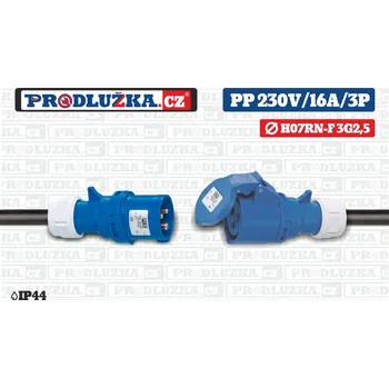 Prodlužovací kabel Prodlužka.cz Prodlužovací přívod 230V/16A/3p/3G2,5/IP44 M: Délka 5 m