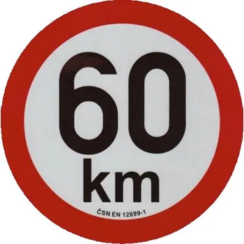 Samolepicí dekorace na vozidlo Samolepka konstrukční rychlosti 60 km, reflexní, průměr 20 cm, s normou ČSN EN 12899-1