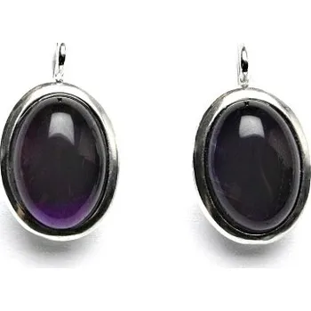 Náušnice Stříbrné náušnice, přírodní ametyst tmavý, 14 x 10 mm, NK 1454