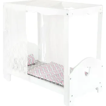 Doplněk pro panenku Small foot by Legler Dřevěná postýlka pro panenky s nebesy bílá