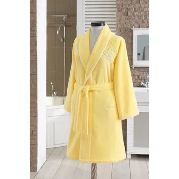 Dámský župan Soft Cotton Dámský krátký župan LILIUM, Žlutá, 380 g / m², Česaná prémiová bavlna 100% MICRO, Krátký - vel. XS