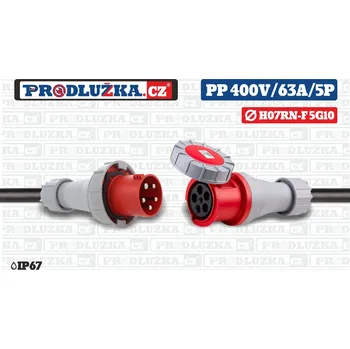 Prodlužovací kabel Prodlužka.cz Prodlužovací přívod 400V/63A/5p/5G10/IP67 M: Délka 20 m
