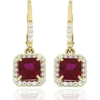 Náušnice Zlatnictví U Kostela Dámské zlaté visací náušnice s rubínem a zirkony 1282 477132004