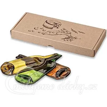 Kuchyňské prkénko Skleněné servírovací prkénko na sýr, ve tvaru lahve