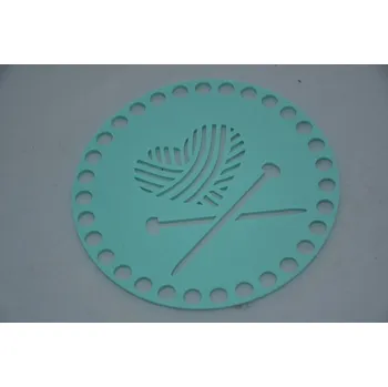 Víko/dno na košík 14,5cm - srdce a jehlice mint