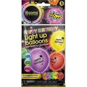 Balónek Nafukovací balónky svítící Happy Birthday 4 ks