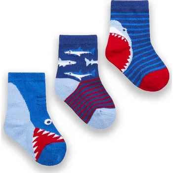 Cotton Rich Ponožky kojenecké chlapecké žralok B 3 páry velikost ponožek: 15-18 (6-12 měsíců)