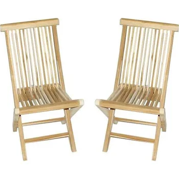2x skládací židle na balkon / terasu, pevné teakové dřevo, bez područek