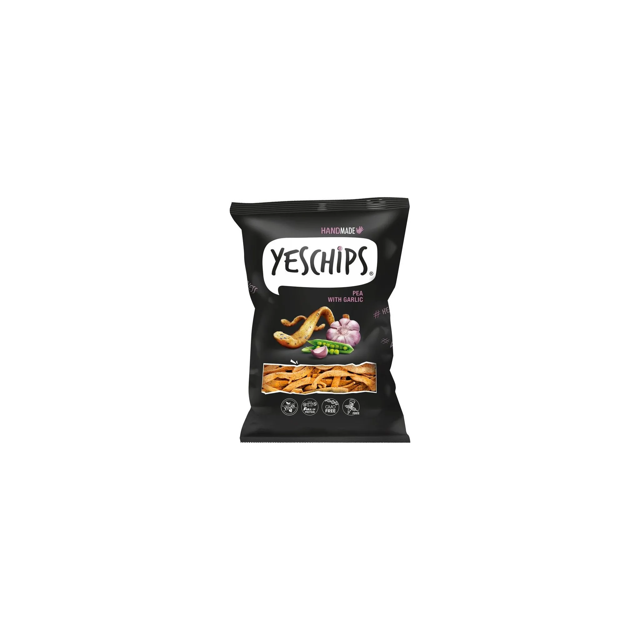 foto Chips Ekolusk Yes Chips 80 g hrachové s česnekem