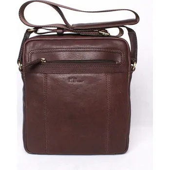 Kabelka Velká luxusní kožená hladká tmavěhnědá crossbody taška Marta Ponti 010