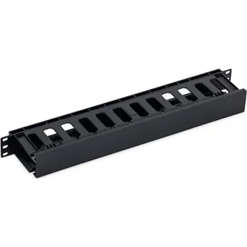 Racková skříň 19‘‘ vyvazovací panel s plastovou lištou 1U, průchozí