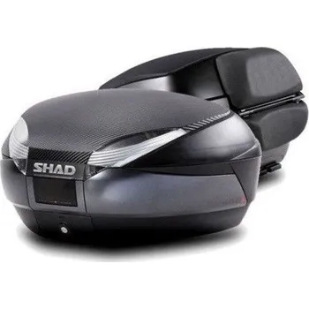 Zavazadlo na motocykl Vrchní kufr na motorku shad sh48 tmavě šedý with backrest, carbon cover and premium smart lock