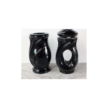 Smuteční dekorace Sada Pryskyřice černá Urnový hrob Tarn s plastikou růže 100x100 cm