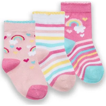 Cotton Rich Ponožky kojenecké dívčí duha 3 páry velikost ponožek: 15-18 (6-12 měsíců)