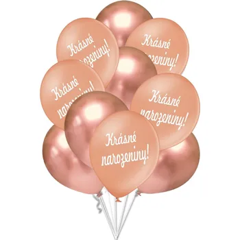 Balónek Krásné narozeniny balónky růžovo-zlaté 10 ks 30 cm mix balonky.cz b81054