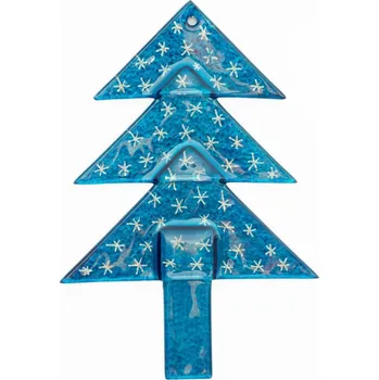 Vánoční ozdoba Vánoční skleněná ozdoba stromek modrý - hvězdičky