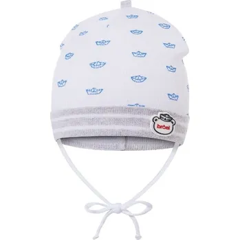 Čepice BROEL Chlapecká zavazovací čepice Andre bílá/sv.modrá 39/41 cm