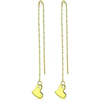 Náušnice Šperky4U Provlékací zlacené ocelové náušnice se srdíčky - OPN1425-GD