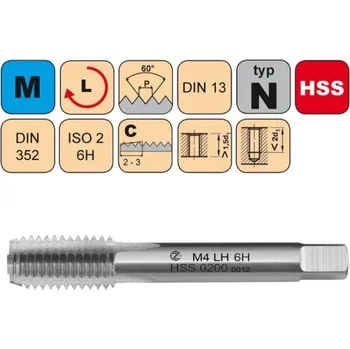 Závitořezný nástroj NÁSTROJE CZ Sadový závitník /CZZ0200L/ M5x0,8 LH ISO2 HSS DIN 352 LEVÝ Závit: M5-SD celá sada