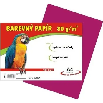 Barevný papír Barevné papíry A4 80g 100ls růžové