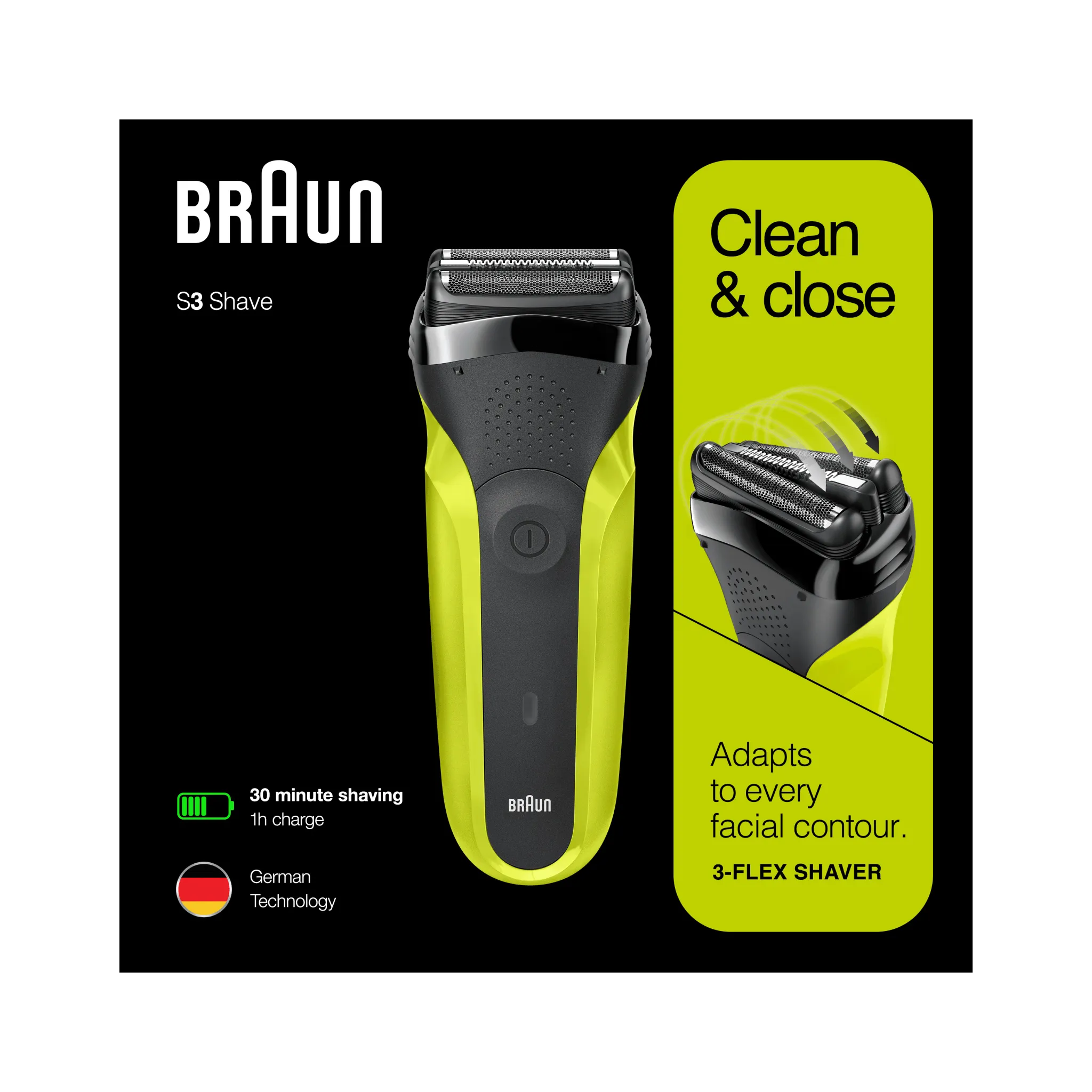 Fotografie 5 - Holicí strojek Braun Series 3 300s černo-zelený