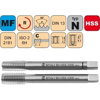 Ruční nářadí NÁSTROJE CZ Sadový závitník M2,3x0,4 I,II,III SADA ISO2 HSS - 0300