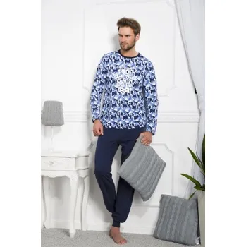 Taro, pánské pyžamo 372/1-Max, dlouhý rukáv, modrá, vel. L