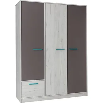 Šatní skříň Skříň Rest 145 cm Seda/Dub Bila