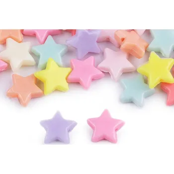 Korálek Plastové korálky hvězda, srdce, květ 20 g, barva 3 (15x15 mm) mix hvězda
